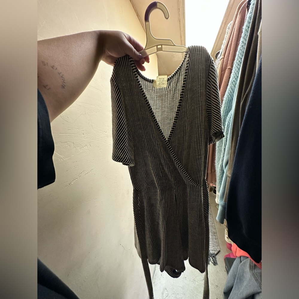 Caution to the Wind Romper with Tie belt
